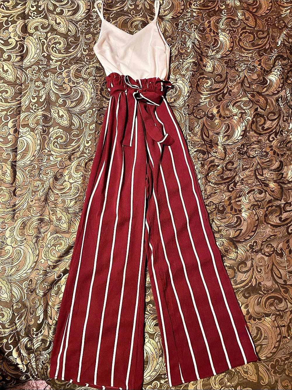 Blue Rain Striped Wide Leg Jumpsuit - Picture 1 of 5